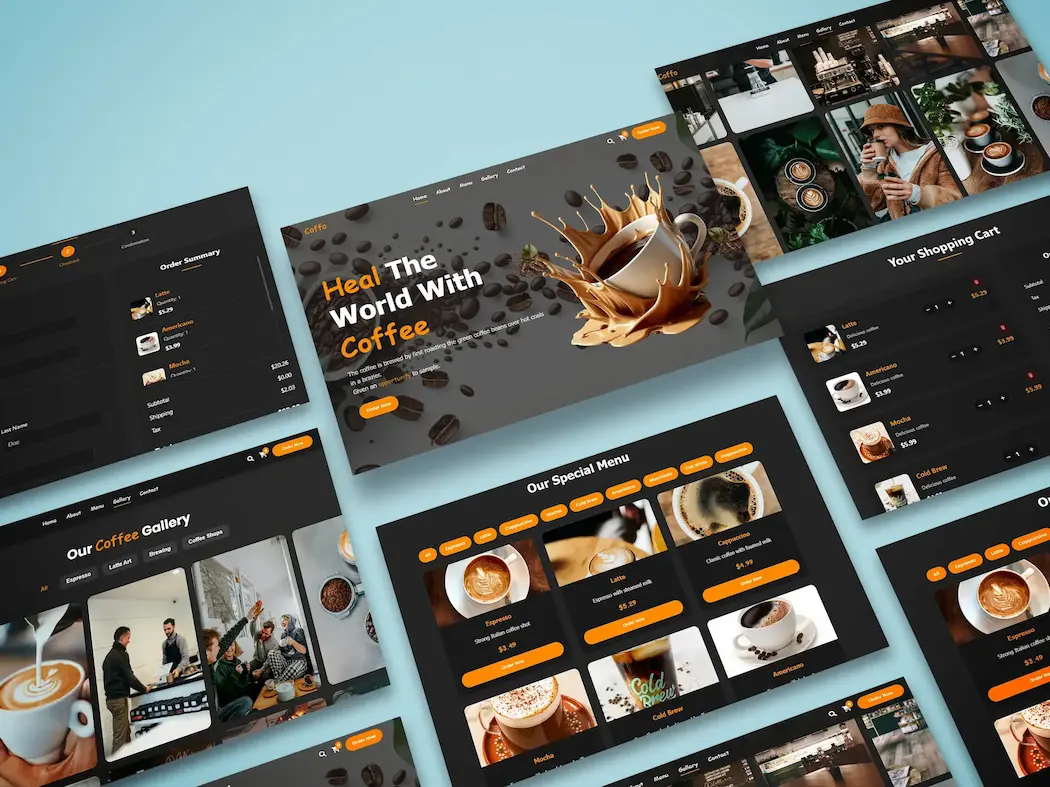 Coffo coffee shop website by Vernox Studio